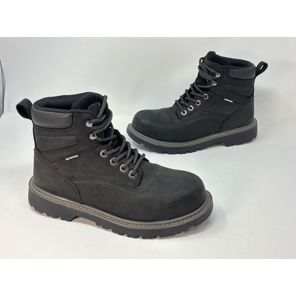 Wolverine Work Boots Mens 7 Black Leather Waterproof Steel Toe W10694
